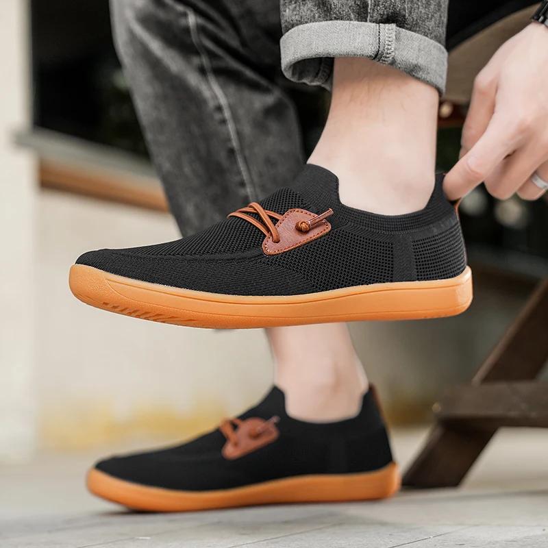 New Men Casual Sneakers Minimalism Zero Drop Sole Walking Shoes Outdoor Breathable Non-slip Flats Loafer Mens Driving Shoes