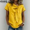Women's Fashion Casual Summer Spring Solid Color Print Short Sleeve Blouses & Shirts