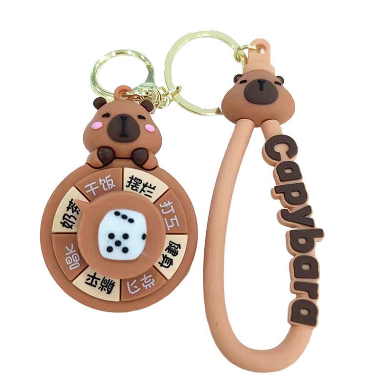 Rotation Capybara Stylish Keychain Panda Apple Heart Keyring Silicone