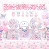 1Set Birthday Party Essential Set Butterfly Theme with Invitation Cards 10in 9in Plates Napkins Paper Cups Optional