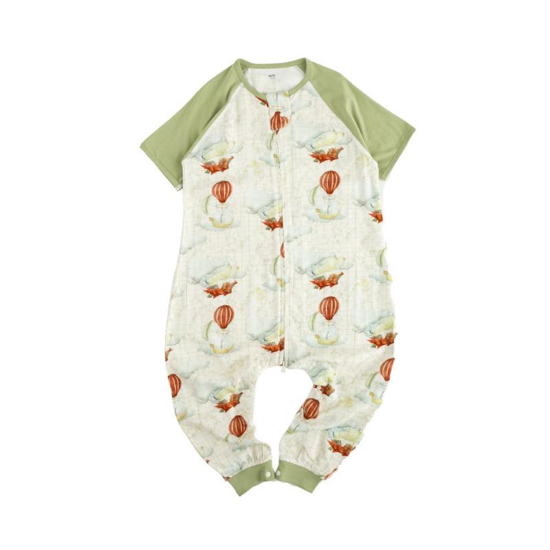 Bamboo Cotton Baby Sleep Sack Short Sleeve Footed Pajama Toddlers 1-3 Years Air Conditioned Room Anti-Kick