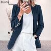 Women Commute Casual Turn Down Collar Long Sleeve Cardigan Corduroy Blazer