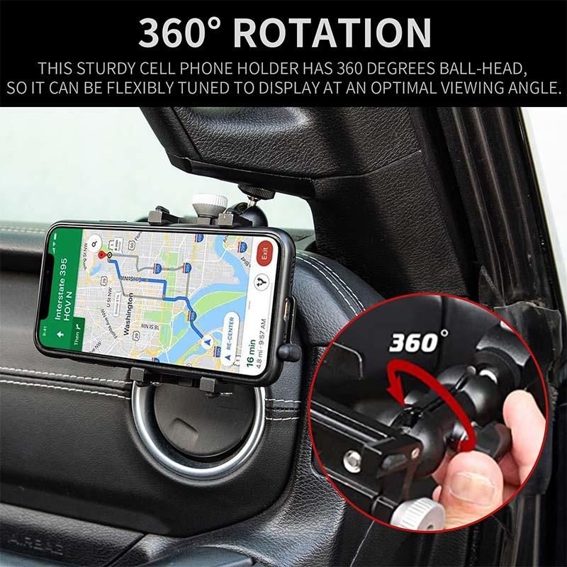 Uchwyt na telefon na słupku A, górny uchwyt, wspornik, stojak na telefon GPS, pasuje do Jeepa Wranglera JL dla JT Gladiatora 2018-2023, akcesoria do wnętrza samochodu