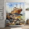 Vintage Oil Painting Shower Curtain Waterproof Bathroom Decor Modern Home Decorative Wall Hanging for Hotel or House Decoration