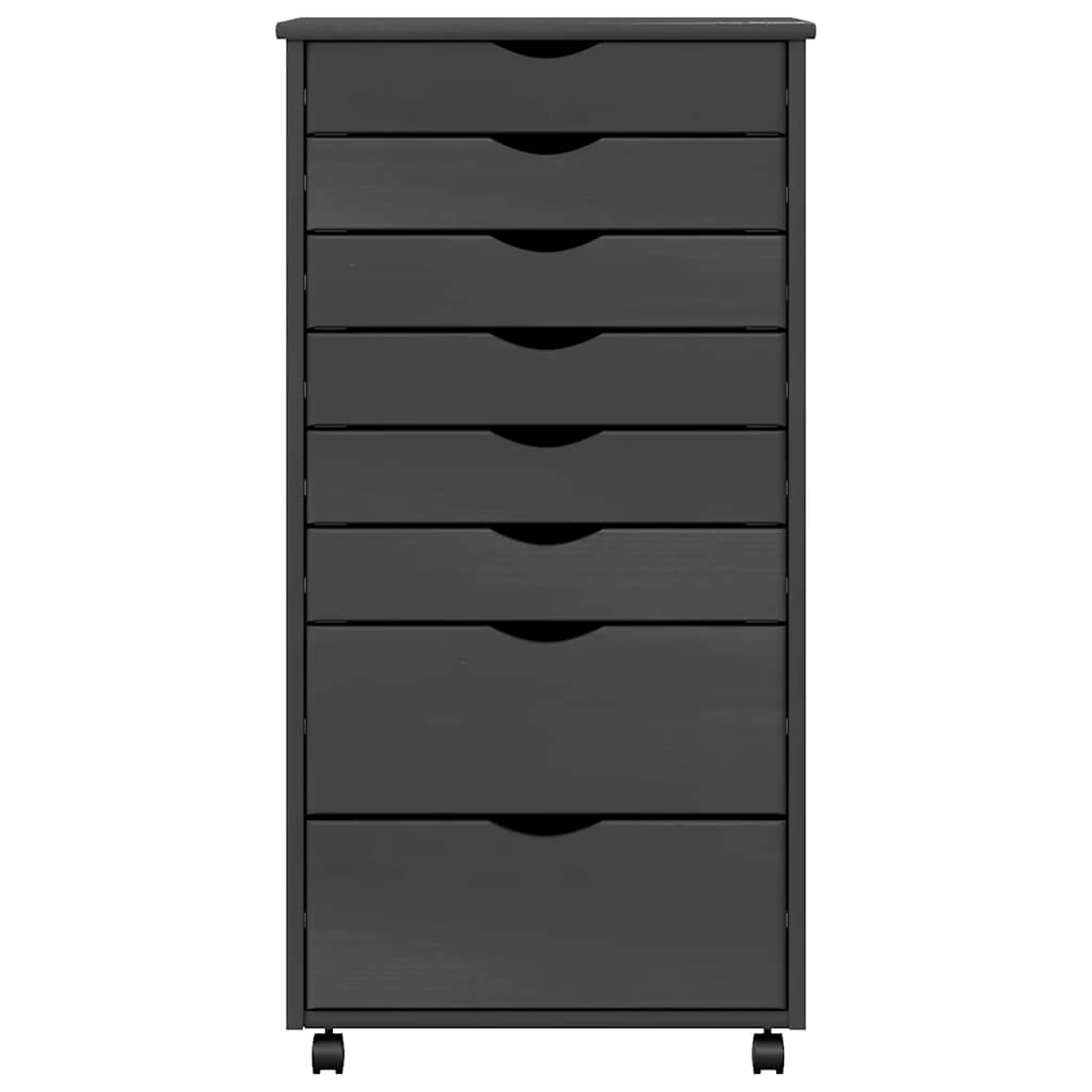 MOSS Mobile Drawer Cabinet in Grey Solid Pine Wood