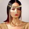 Gold Rhinestone Chain Tassel Headwear: European & American Nightclub Mask
