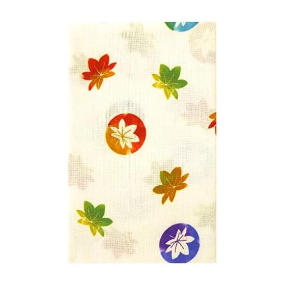 Hamamonyo Tenugui "Irodori Momiji" (Colorful Maple) - White. Enjoy the changing seasons with a gradient maple design, accented by beautiful blue. A