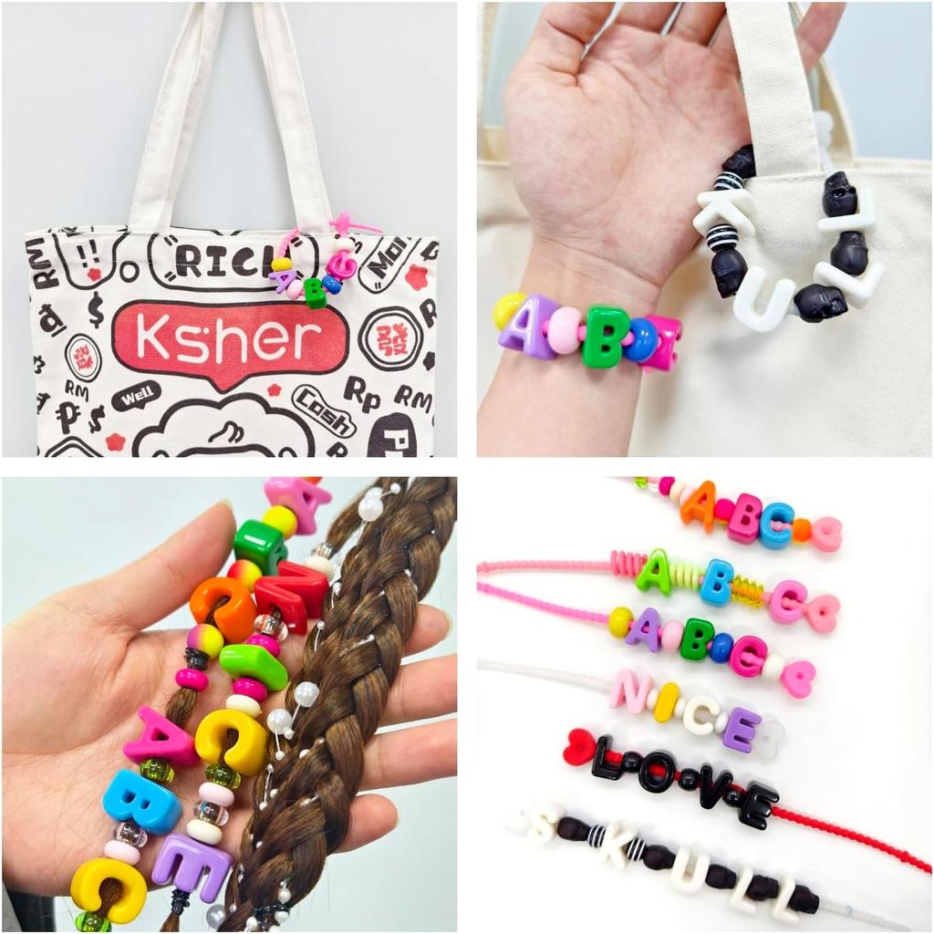 10PCS Colorful 26 Letter Beads 20mm Loose Beads Big Hole DIY Jewelry Making Kit Bracelet keychain for Educators to Learn Letters