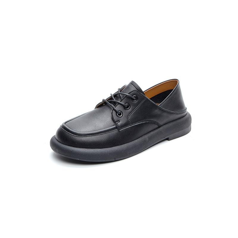 Spring 2025 new handmade retro original single shoes women's leather flat bottom round head comfortable casual versatile leather shoes