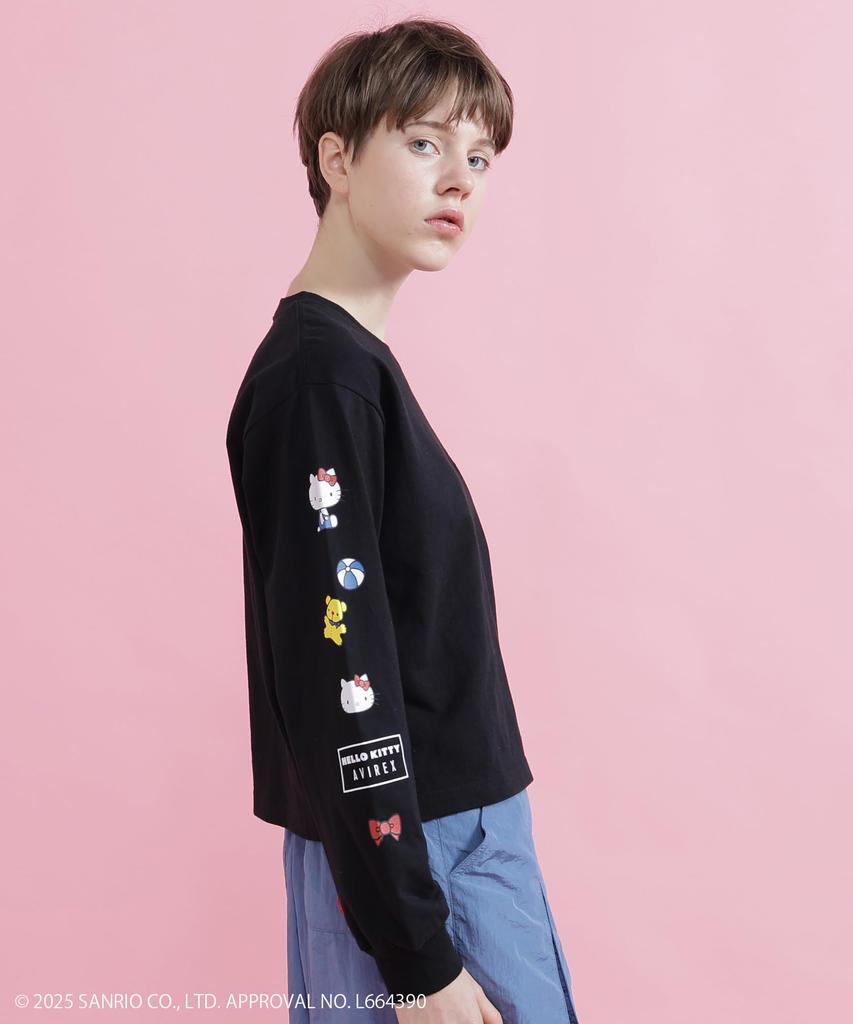 AVIREX Hello Kitty Long Sleeve T-Shirt Women's S 010 Black 783-6130605
