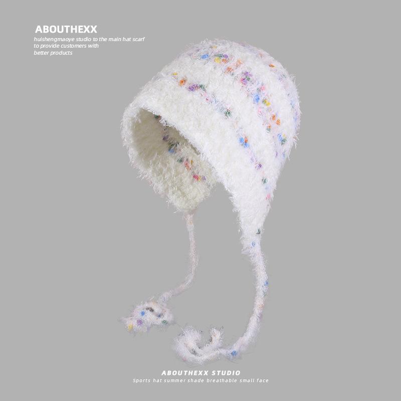 New Autumn and Winter Warm Ear Protection Hat Showing Face Small Knitted Head Hat Korean Version Versatile Knitted Hat Trend