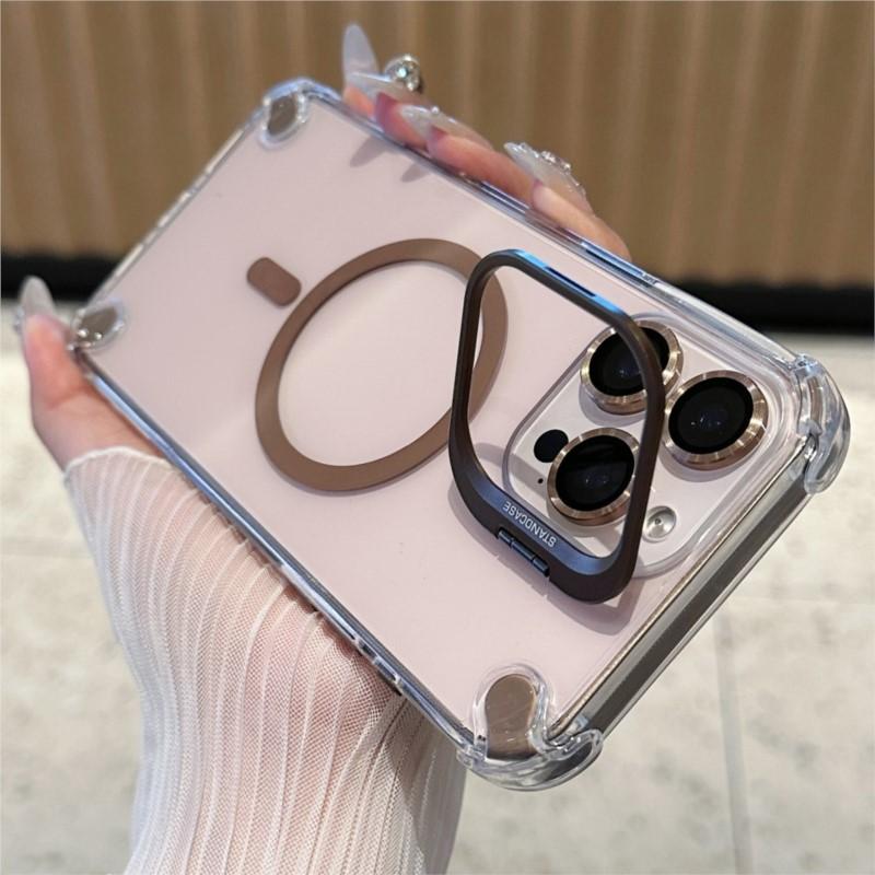 Shockproof Protection Fold Camera Magnetic Case For iPhone 16 15 14 13 12 Pro Max Plus 11 Luxury Lens Glass for Magsafe Cover