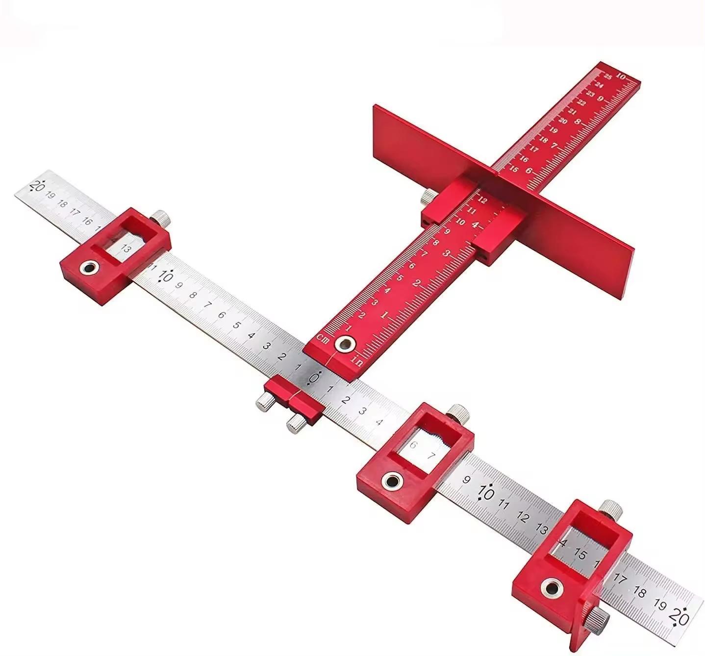 

Adjustable Cabinet Hardware Jig For Fast Accurate Installation Door Drawer Knob Pull Handle Drill Guide Locator Aluminum червоний