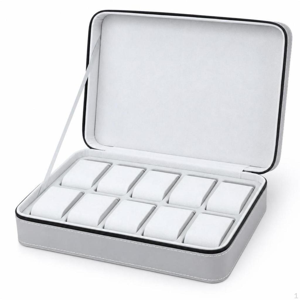 Watch Organizer with Fastener Zippered Leatherette for Collectors