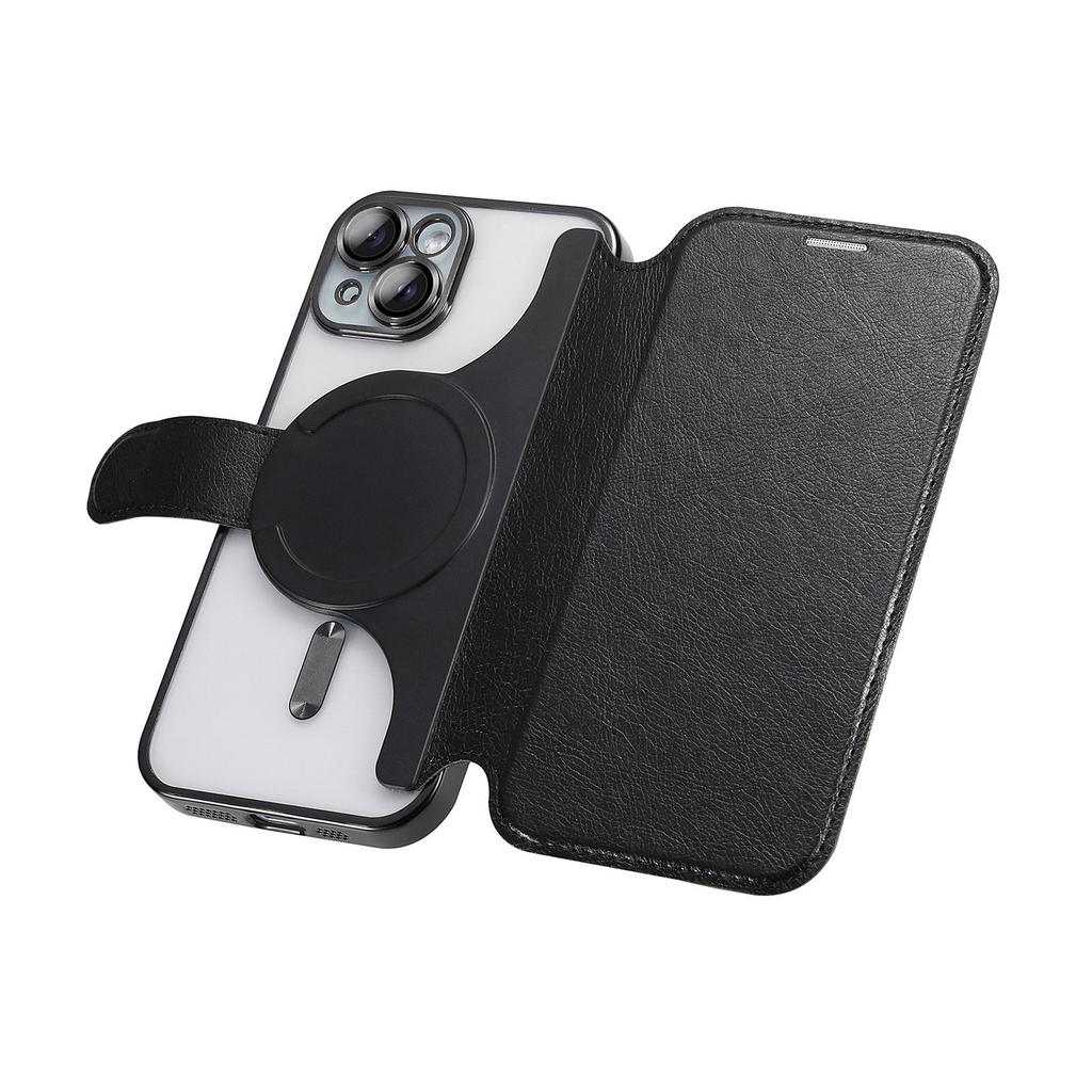 For iPhone 14 Plus Case Compatible with MagSafe Detachable Leather Phone Cover with Lens Film