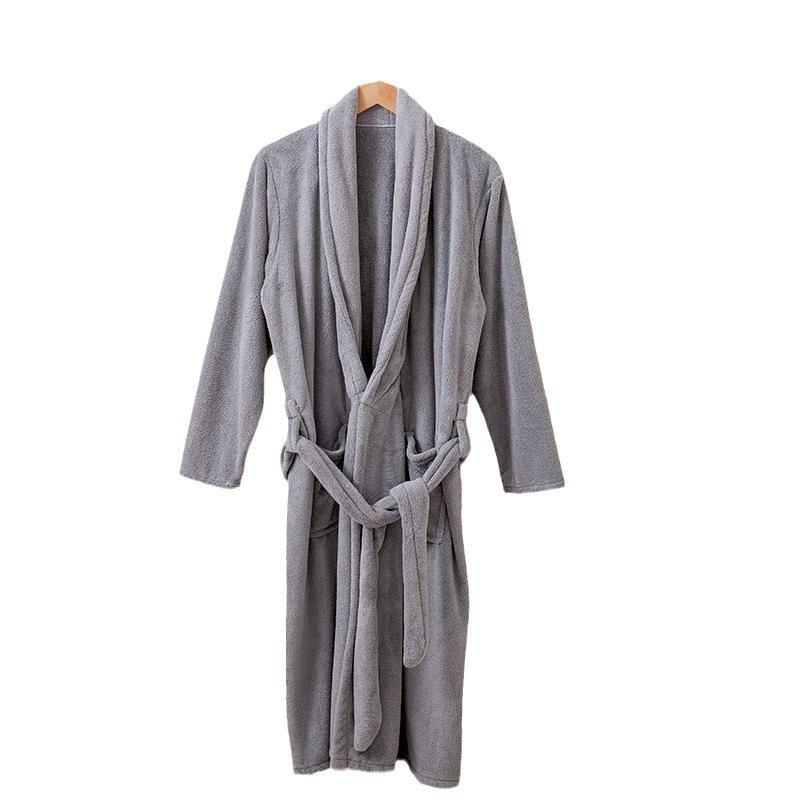 Unisex Coral Fleece Long Bathrobe: Soft, Thick, and Absorbent for Home, Salon, or Hotel Use