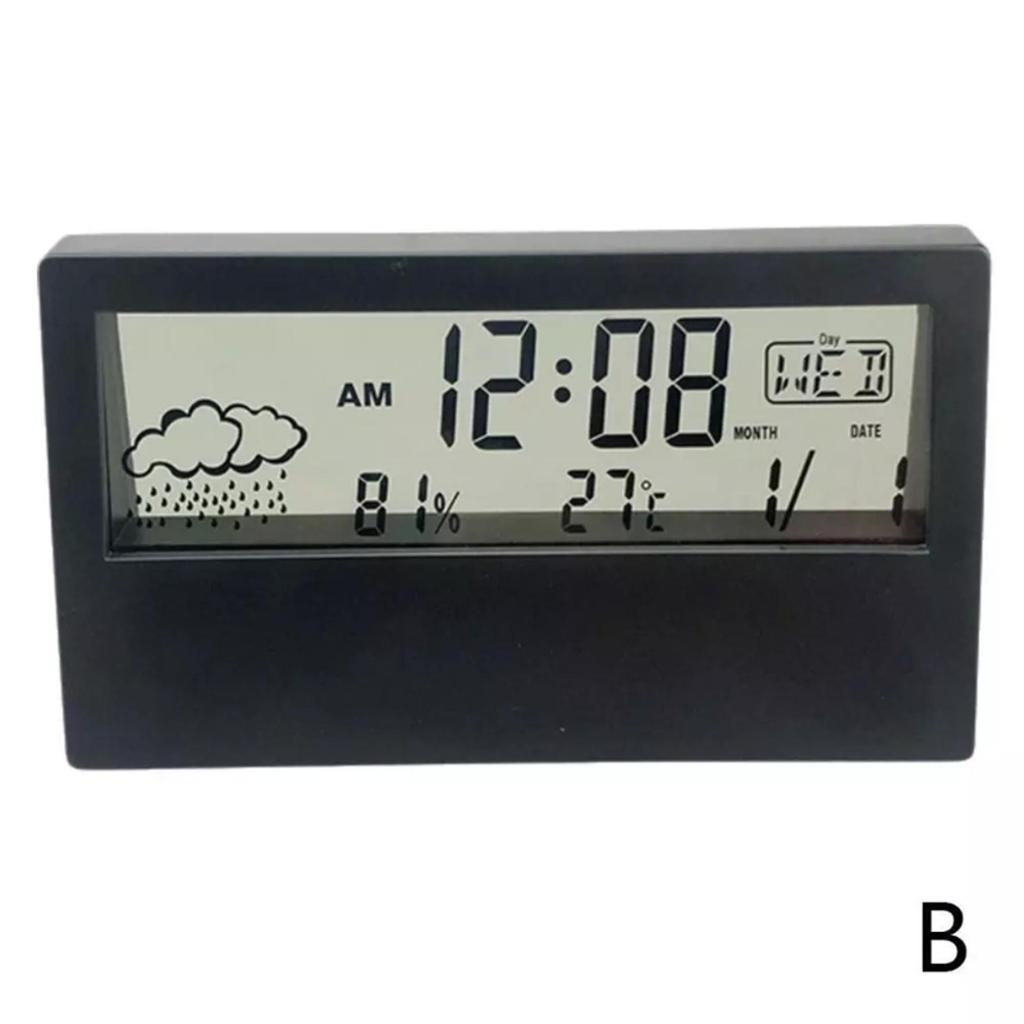 Thermometer Hygrometer with Time Display Desktop Temperature Humidity Meter Gauge Weather Station for Office Home