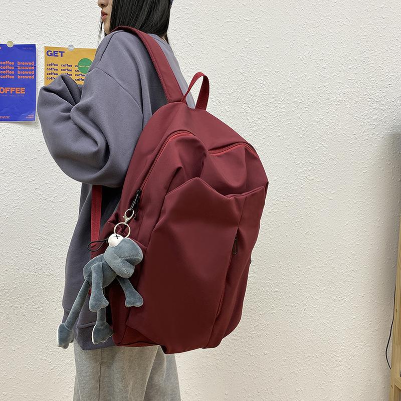 Backpack Korean Style Minimalist Solid Color Large Capacity Travel School Bag for Students Unisex Casual Daypack
