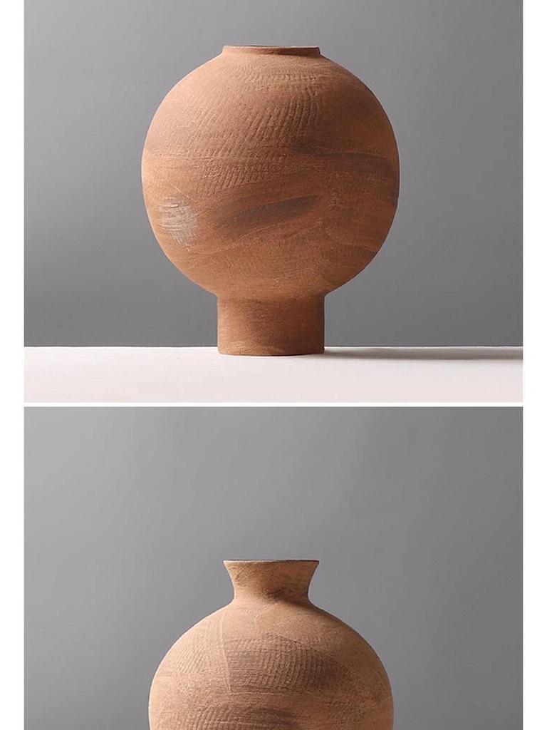 Simple Retro Wabi-Sabi Ceramic Flower Vase - Small Pottery Jar for Arrangements In Model Rooms, Homestays, or Hotels