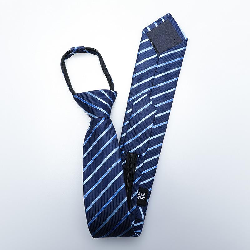 Tie Men'S Dress Wedding Groom Dark Blue Pattern Hand Zipper Free Work Professional Business Tie 8Cm