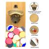 Bamboo Magnetic Bottle Opener, Wall Mount Beer Cap Catcher with Strong Magnet, Rustic Wood Fridge Opener for Home Bar