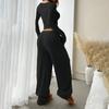 Women's Long-sleeved Top And Elastic Waist Wide-leg Pants Fashion Casual Suit