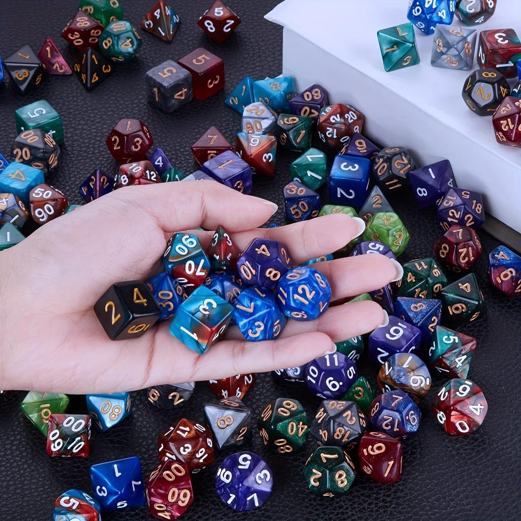 35Pcs Polyhedral DND Dice Set with Black Drawstring Pouch, Color-Coded Faces RPG/D&D Tabletop Game Accessories ZSY