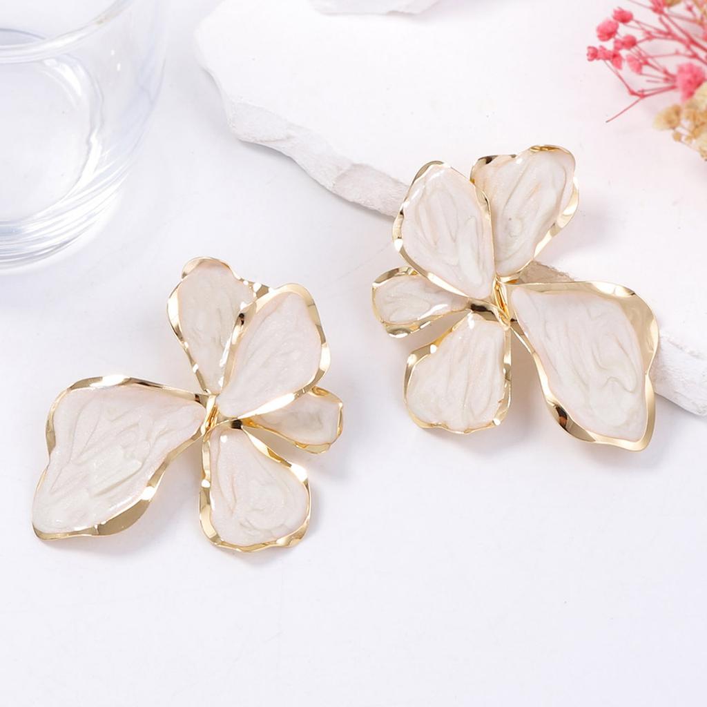 Elegantes Temperament einfache Mode Metall Öltropfen übertriebene Blume mehrfarbige Ohrstecker böhmische Damen-Accessoires