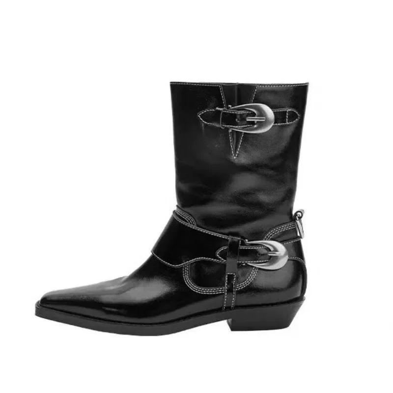 

Распродажа женской обуви. Высококачественные женские ботинки с боковой молнией. Осенне-зимние ботинки с острым носком. Высокие ботинки на низком каблуке. 40