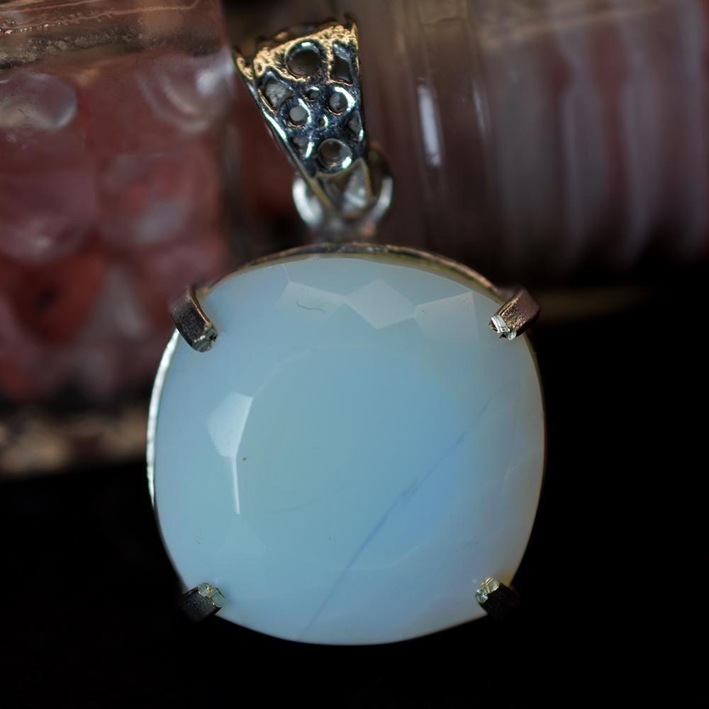 Certified NATURAL Square Cushion 57.75 Ct 925 Sterling Silver Opal Gems Pendant My-482-ns