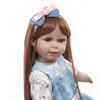 NPK Cute Long Hair Girl Doll Fashion Denim Dress Girl Gift