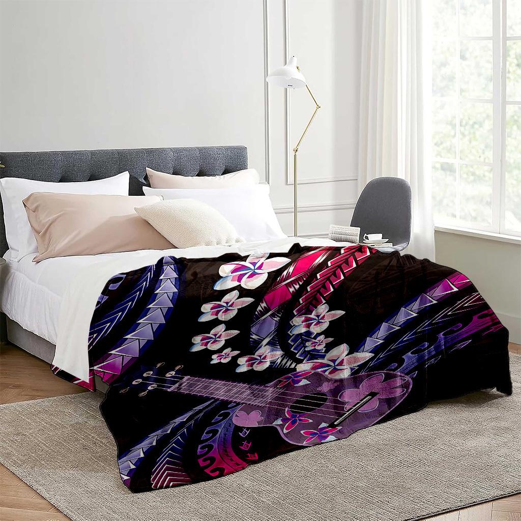 Tropical Hawaiian Hibiscus Pattern Blanket Sofa Bed Travel Camping Living Room Office Conditioning Blanket for All Seasons Gifts