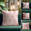 Pink Bow INS Cushion Cover Natural Linen Pillow Case DoubleSided Print Decorative Sofa Pillowcase Home Decor Gift