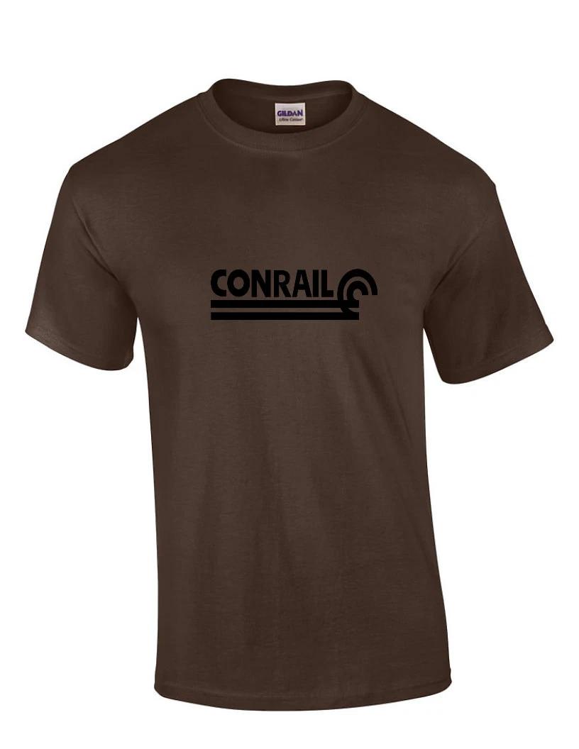 

Black Conrail Logo on Chocolate Brown T-Shirt Defunct Railroad Train Tee Shirt S