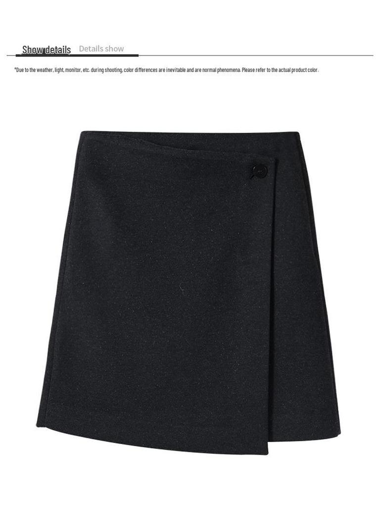 2025 Autumn/Winter Women's Luxury Deep Gray Irregular Slimming Hip-Wrap Short Skirt