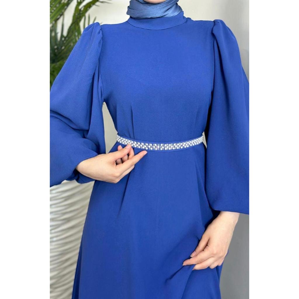 Jessica Balloon Sleeve Evening Dress Red