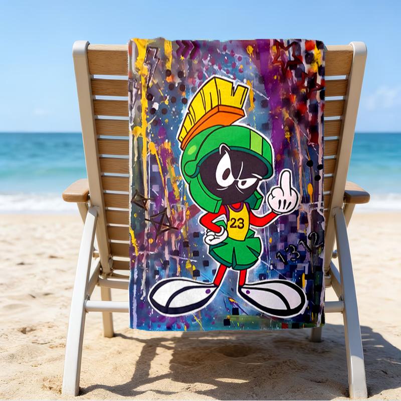 proof beach towel with a Marvin the Martian1 pattern - soft,absorbent,quick-drying,machine washable - perfect for swimming,camping,bathing