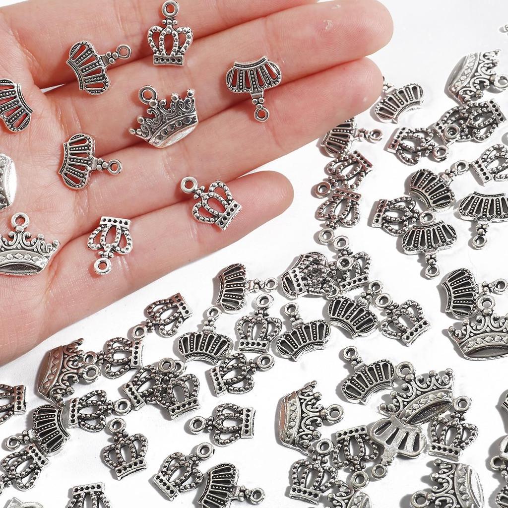 20-50Pcs Charms Crown Multi Size Antique Silver Color Plated Pendants Making DIY Handmade Jewelry Making