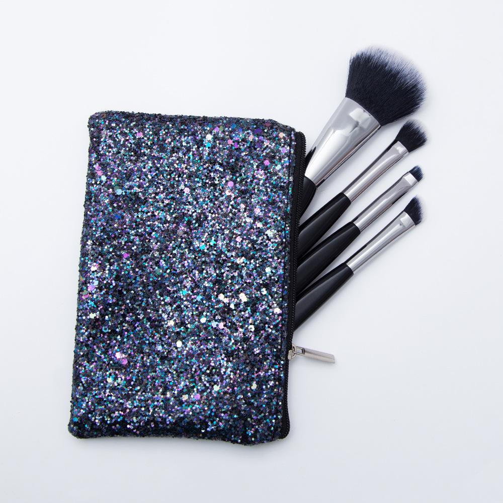 Portable Short Rod Mini Small Cosmetics Pebble Eyeshadow Paint 4 Makeup Brush Set Makeup Bag