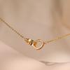 Interlocking Double Ring Gold Plated Zircon Light Luxury Simple Clavicle Necklace For Women