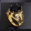 Vintage and Trendy Black Color Inlaid Stone Patterned Ring, A Classic Jewelry Accessory for Both Men and Women's Fashion