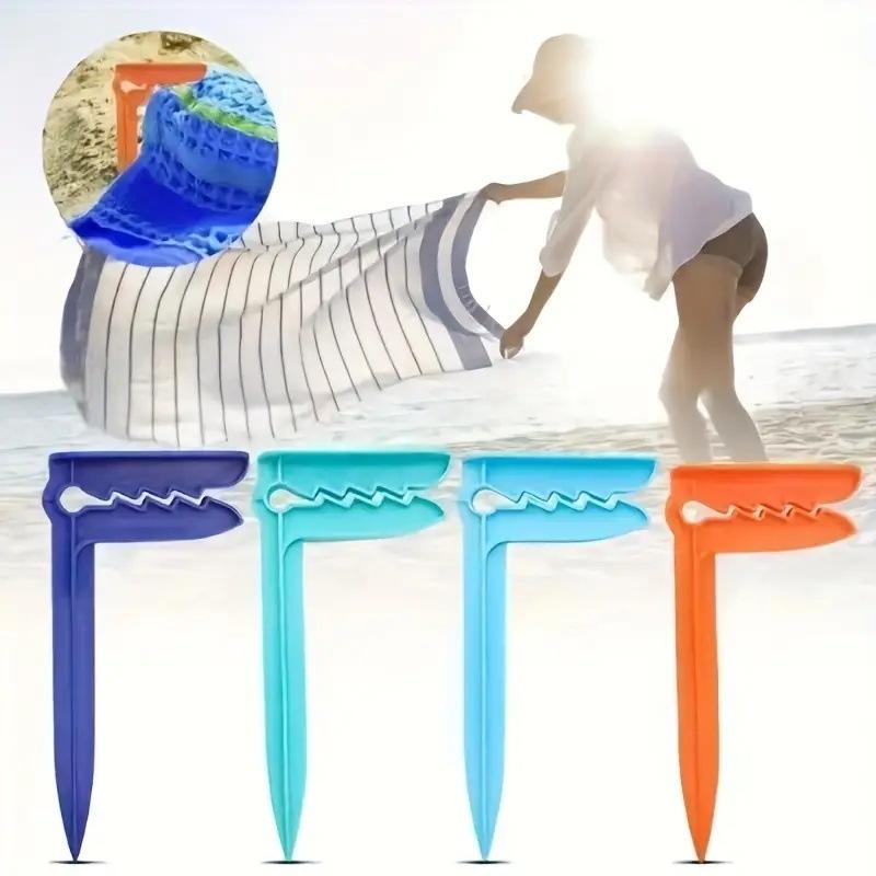 Portasciugamani da Spiaggia da Esterno Porta Tappetino da Spiaggia Portasciugamani Plastica Portatappetino da Picnic da Esterno Portatenda Antivento Attrezzi da Campeggio