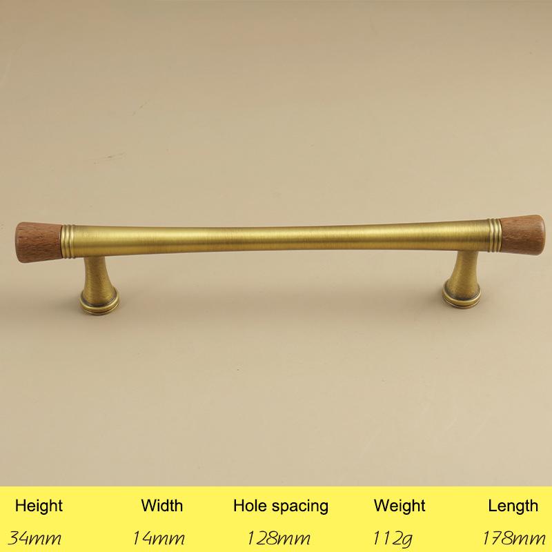 Vintage Look Nordic Cabinet Door Handle in Walnut and Brass for Clothing Storage