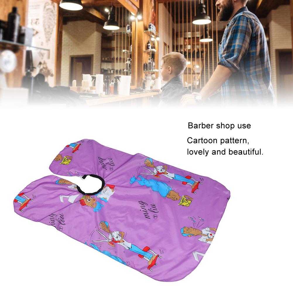 Children Hairdressing Apron Home Barber Shop Cartoon Pattern Hair Cutting Dyeing Gown CapePurple