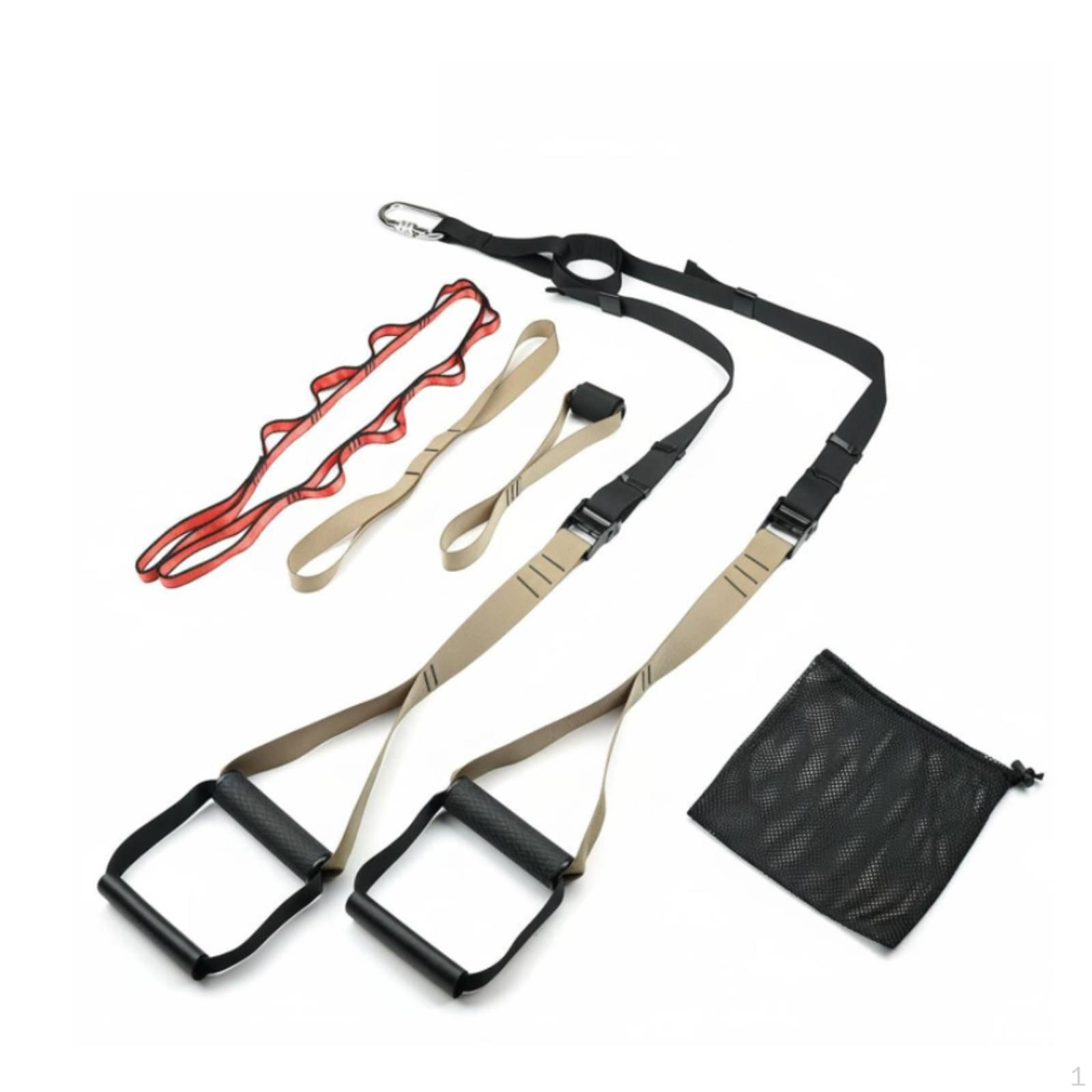 Bodyweight Training Straps NonSlip Handles Kit Versatile Hanging Exercise Sand-black