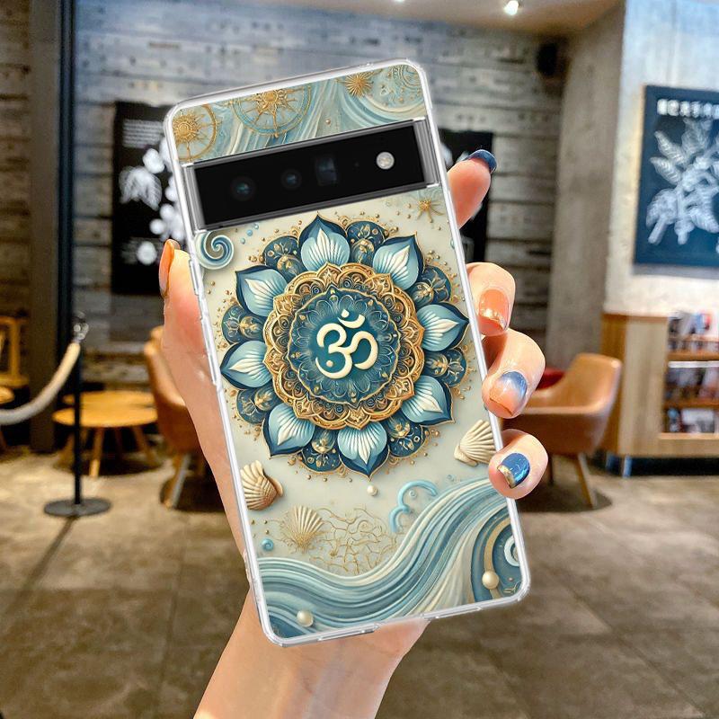 

Phone Case Cover for Google Pixel 9 8 7 6 5 4 4XL Soft TPU 7A 6A 5A 4A 3A Pro XL 5G Transparent Shell Indian Pattern Mandala Bag Pixel 7 PRO