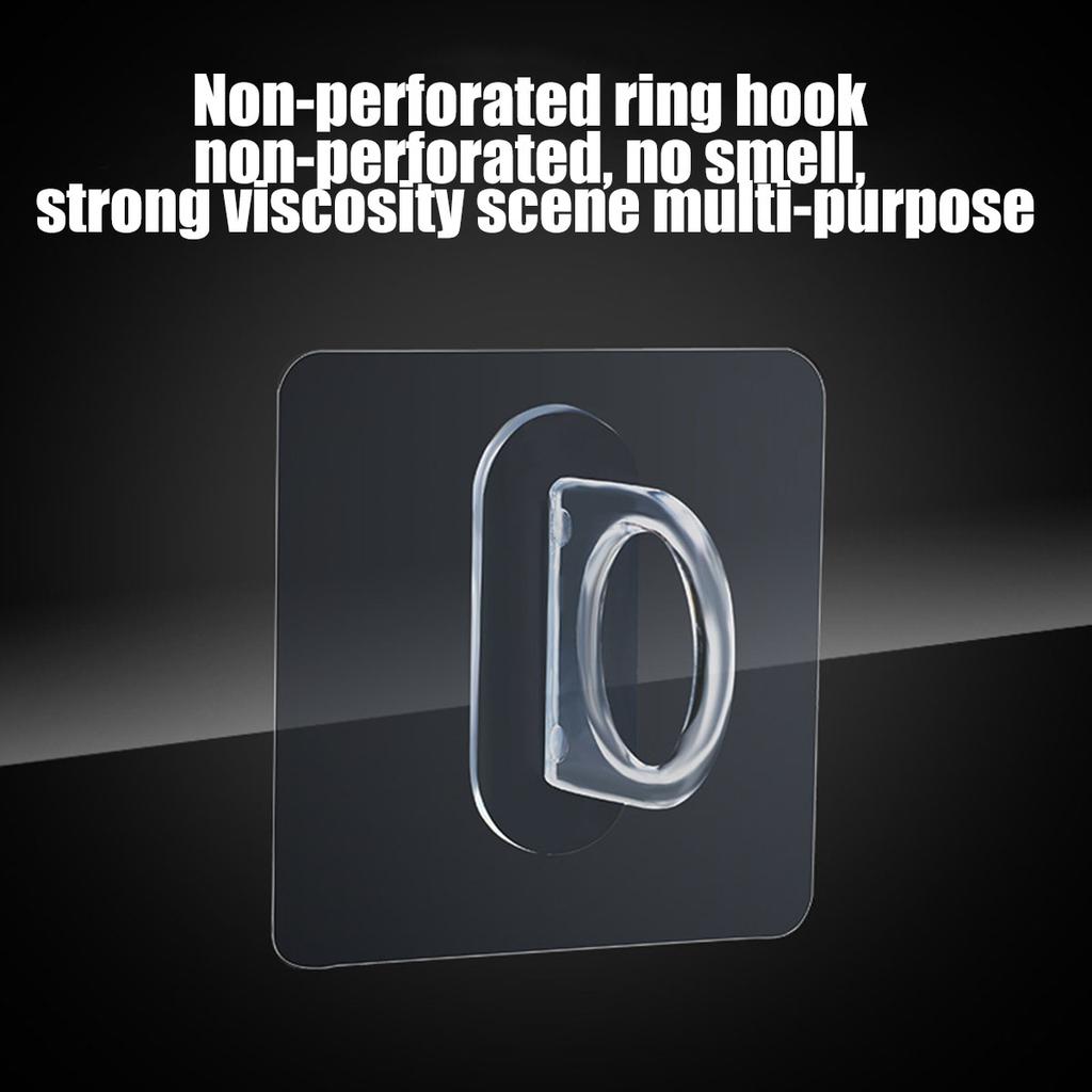 10pcs Multifunctional Wall-Mounted Round Hooks Free Punching Seaml Ess Paste Storage Rack Kitchen Bathroom Household Ring Hanger