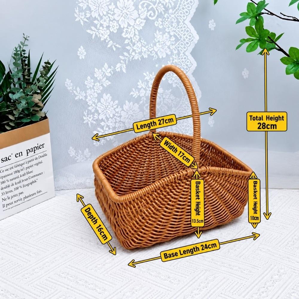 Woven Rattan Storage Basket Multipurpose Picnic Basket  Desktop Organization