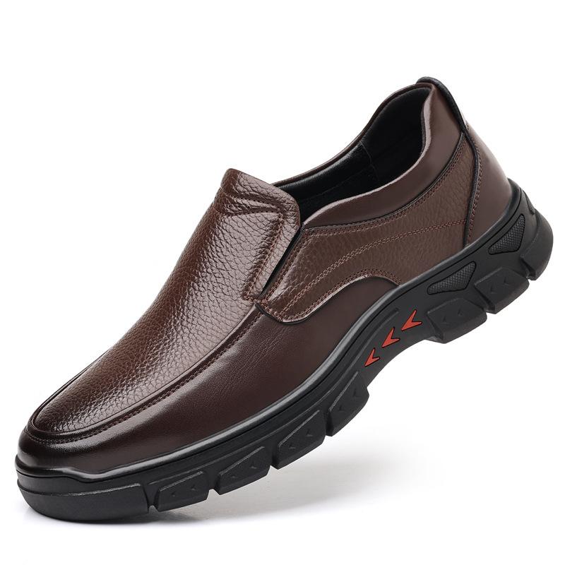 Fashion New Cowhide Slip-on Platform Loafers Men Designer Soft-soled Men's Driving Shoes Fashion Lightweight Business Dress Shoes Male