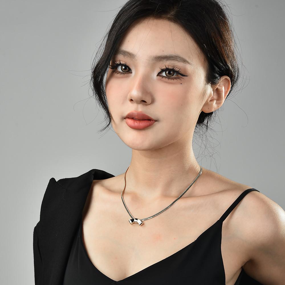 Elegant Titanium Steel Butterfly Knot Necklace With Premium Gold Finish For Women